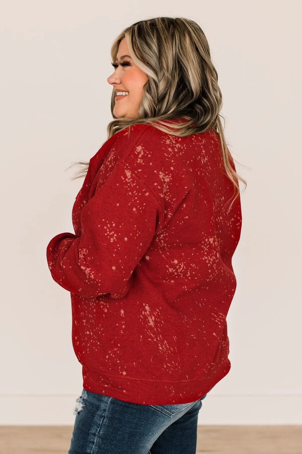 "Very Merry" Bleached Crew Neck- Red