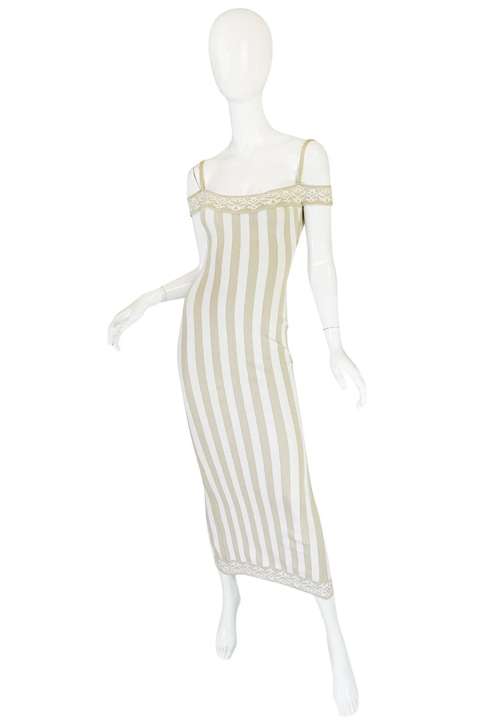 Rare Spring 1992 Museum Held Azzedine Alaia Striped Dress