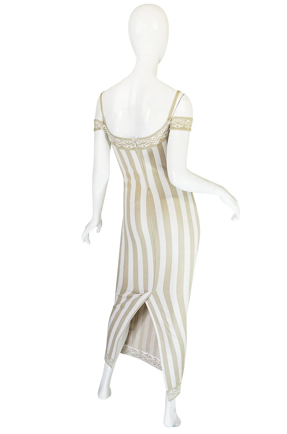 Rare Spring 1992 Museum Held Azzedine Alaia Striped Dress