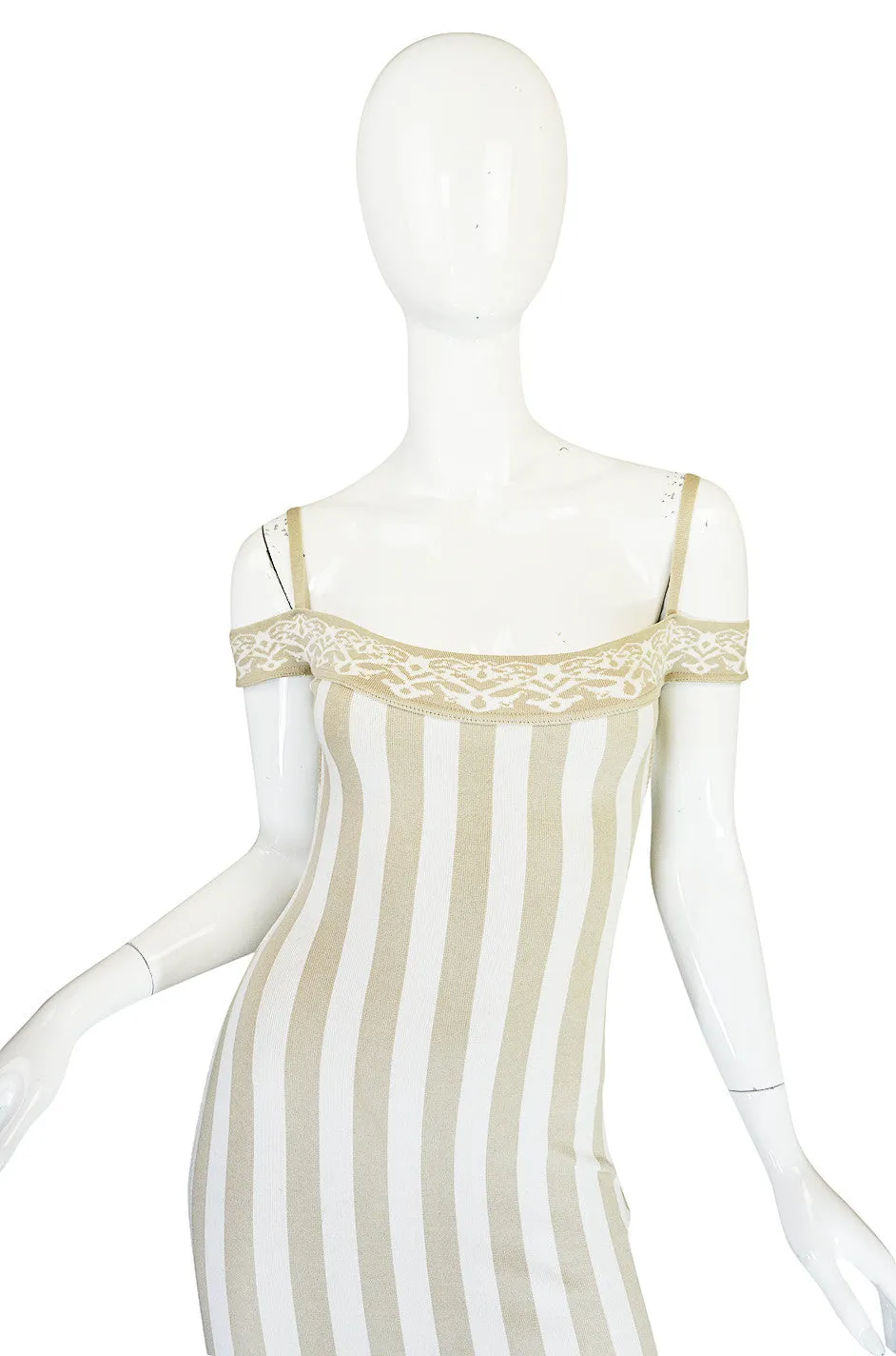 Rare Spring 1992 Museum Held Azzedine Alaia Striped Dress