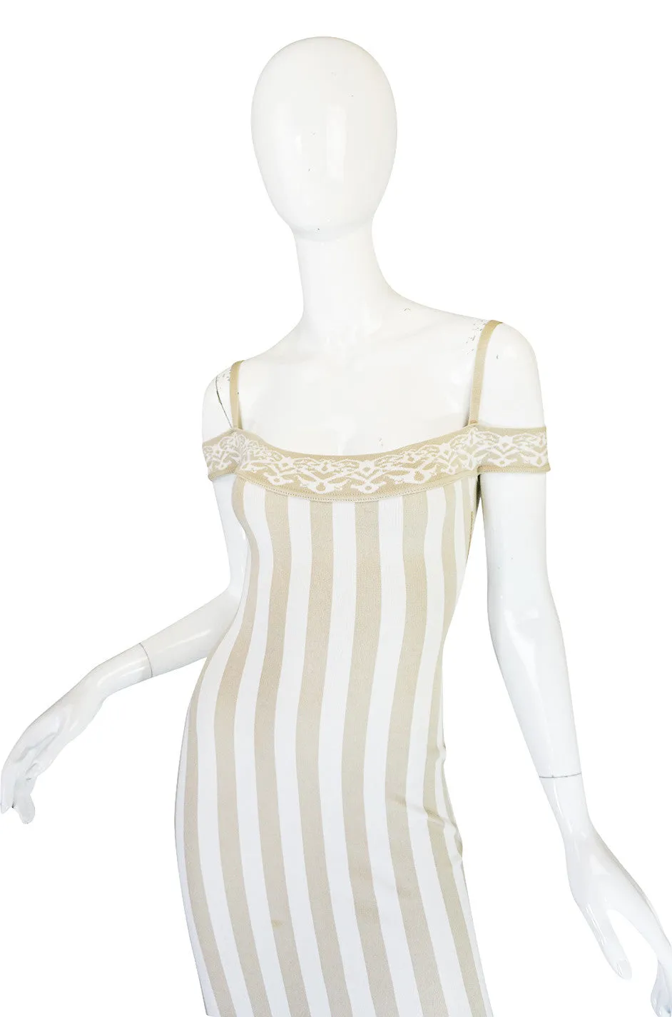 Rare Spring 1992 Museum Held Azzedine Alaia Striped Dress