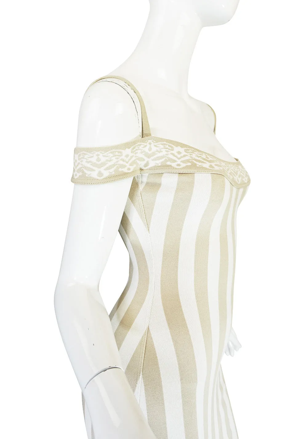 Rare Spring 1992 Museum Held Azzedine Alaia Striped Dress