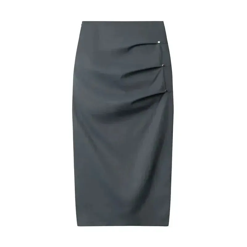 Retro  Design Casual Temperament Side Slit long Pencil Skirt for work