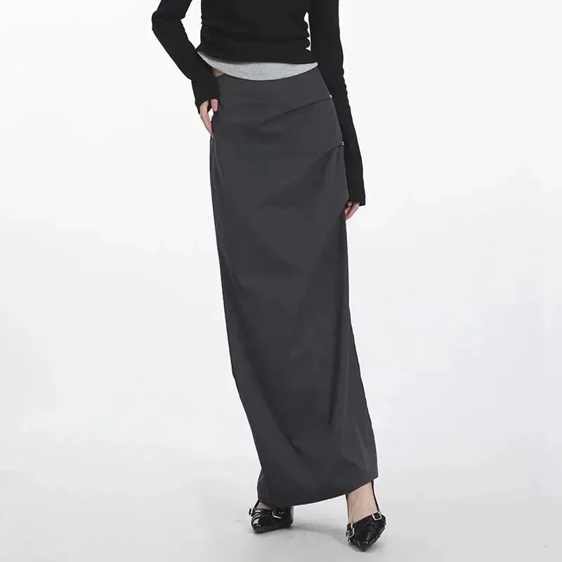 Retro  Design Casual Temperament Side Slit long Pencil Skirt for work