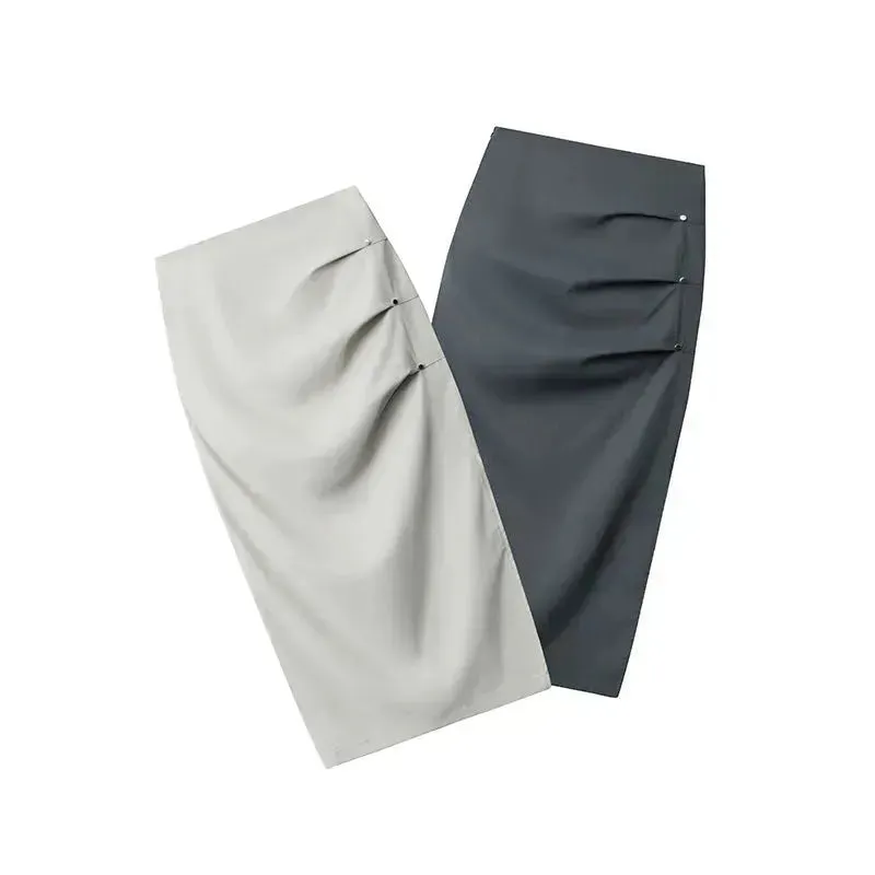 Retro  Design Casual Temperament Side Slit long Pencil Skirt for work