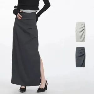 Retro  Design Casual Temperament Side Slit long Pencil Skirt for work