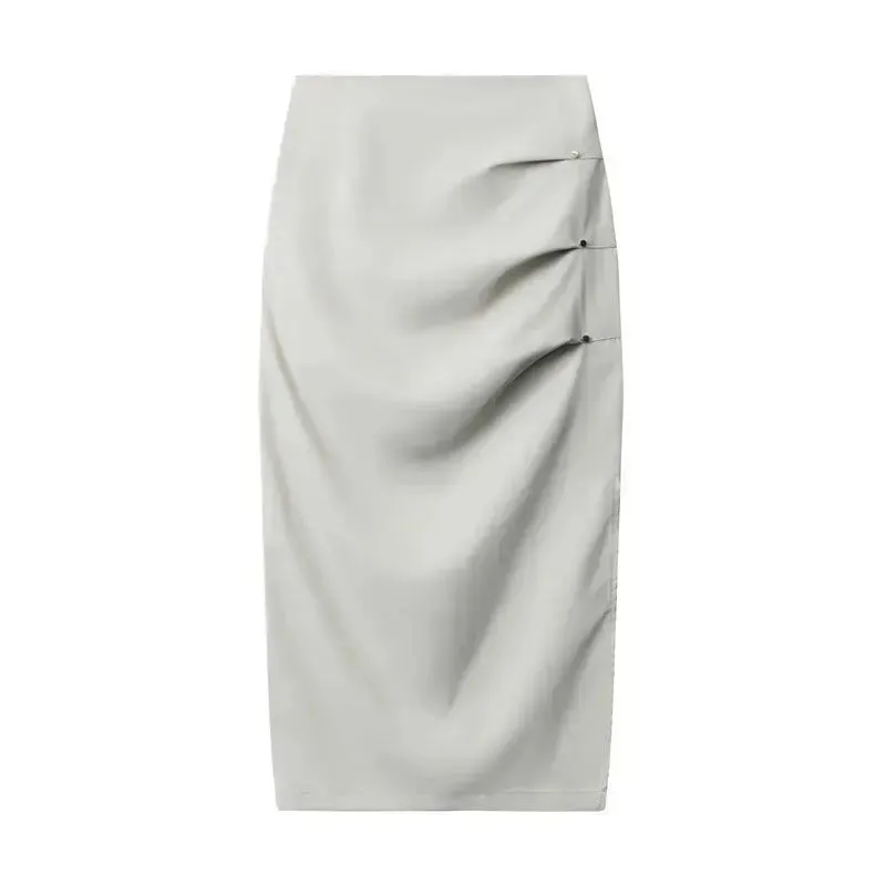 Retro  Design Casual Temperament Side Slit long Pencil Skirt for work