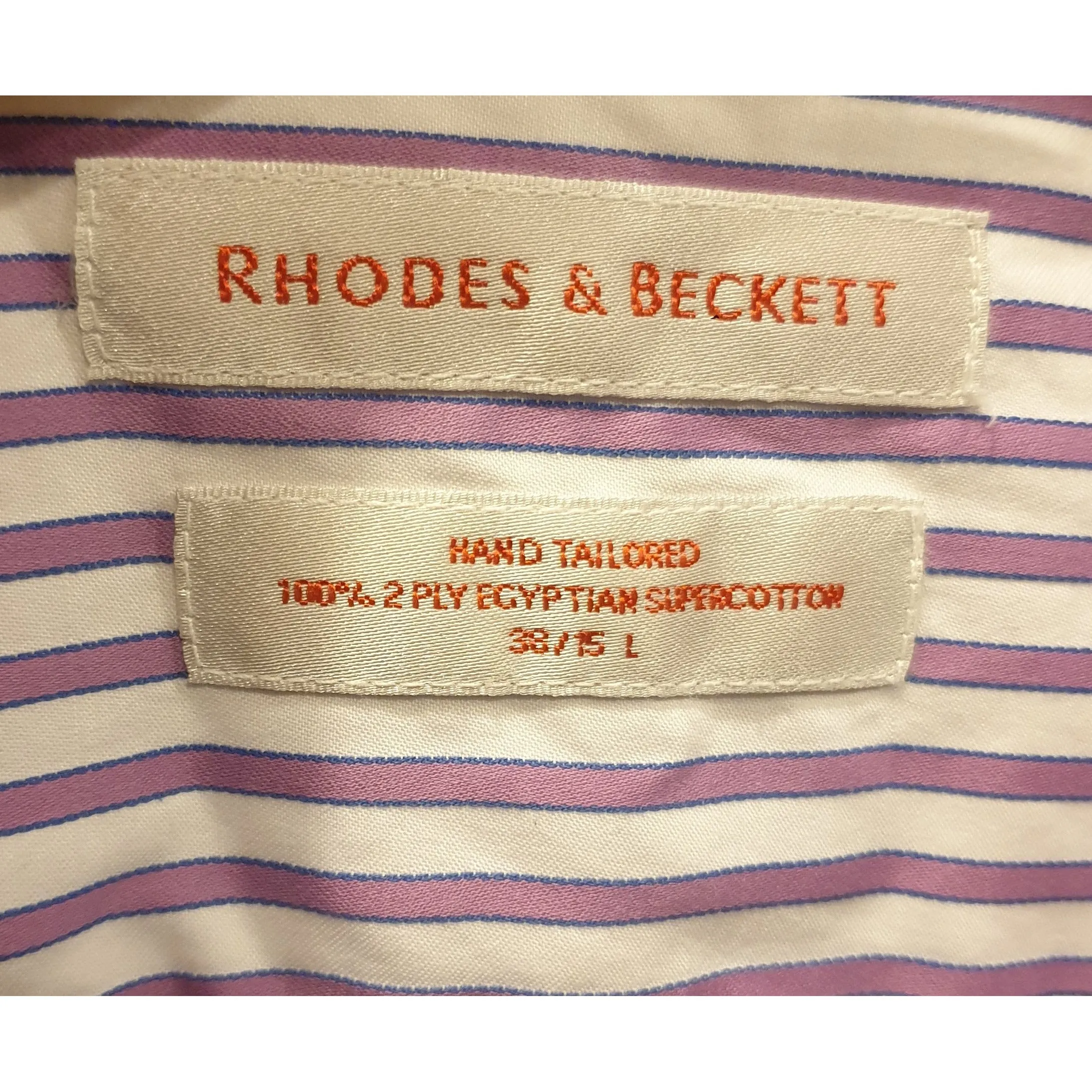 Rhodes & Beckett purple and white virticle striped work shirt size L (best fits 12)