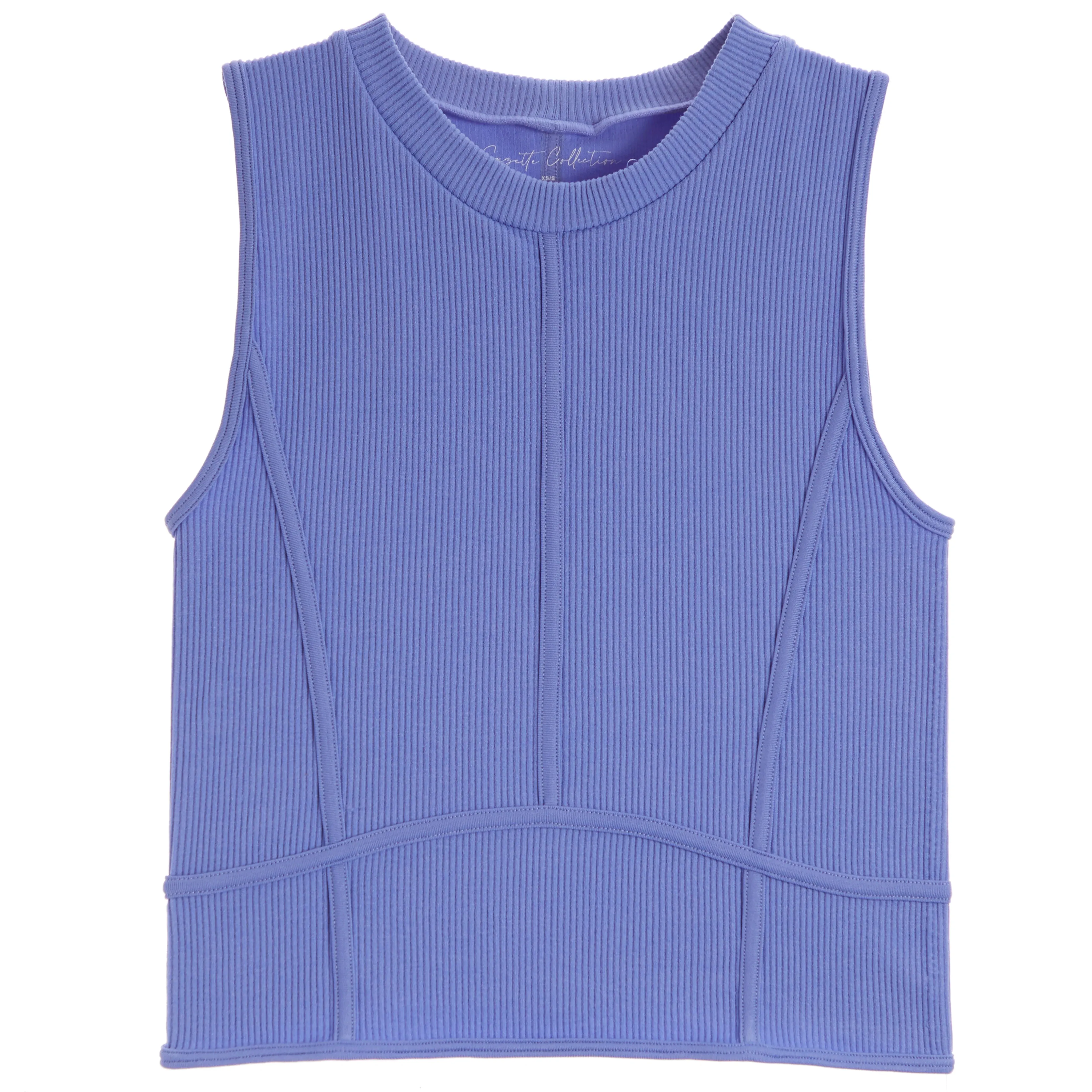 Rib High Neck Corset Tee