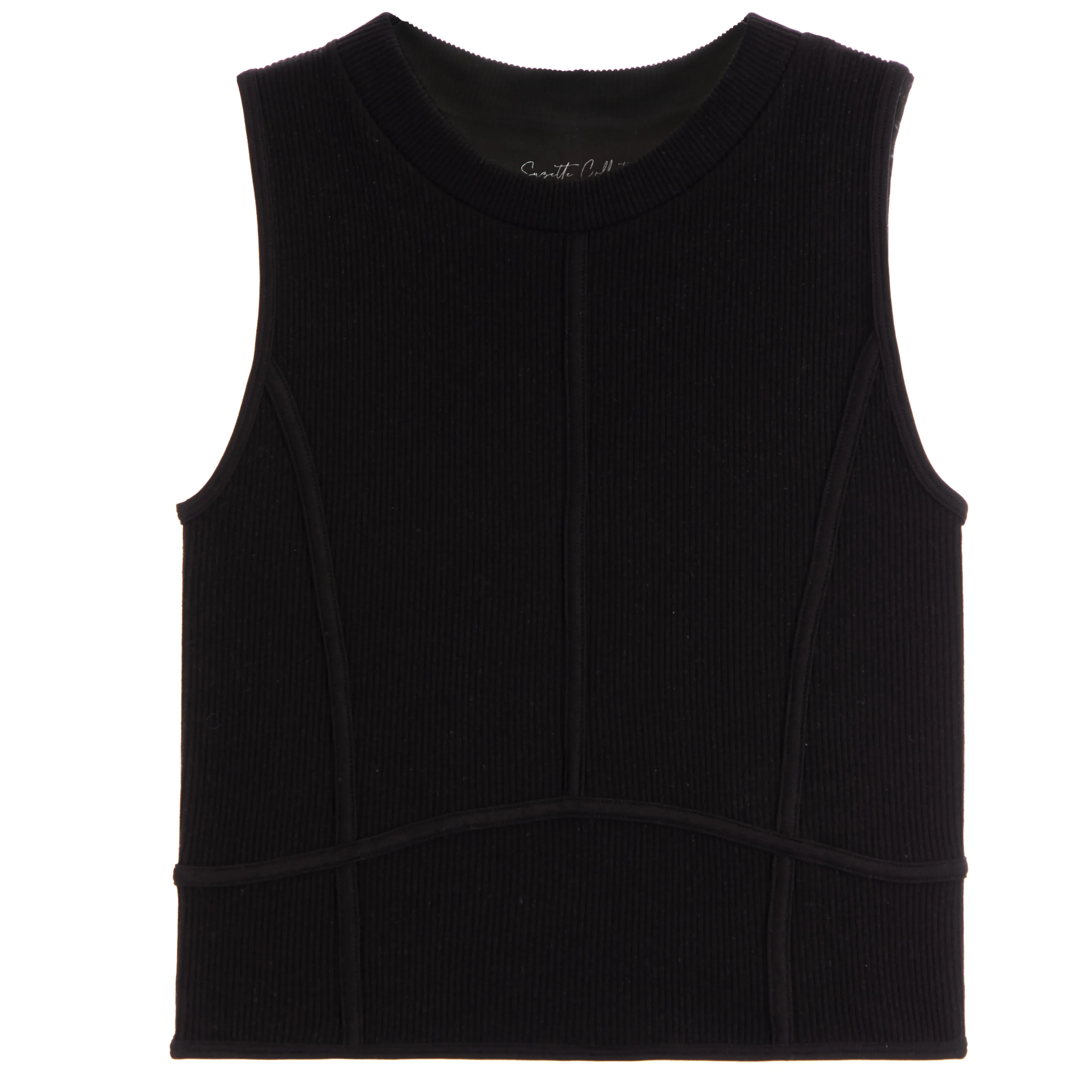 Rib High Neck Corset Tee