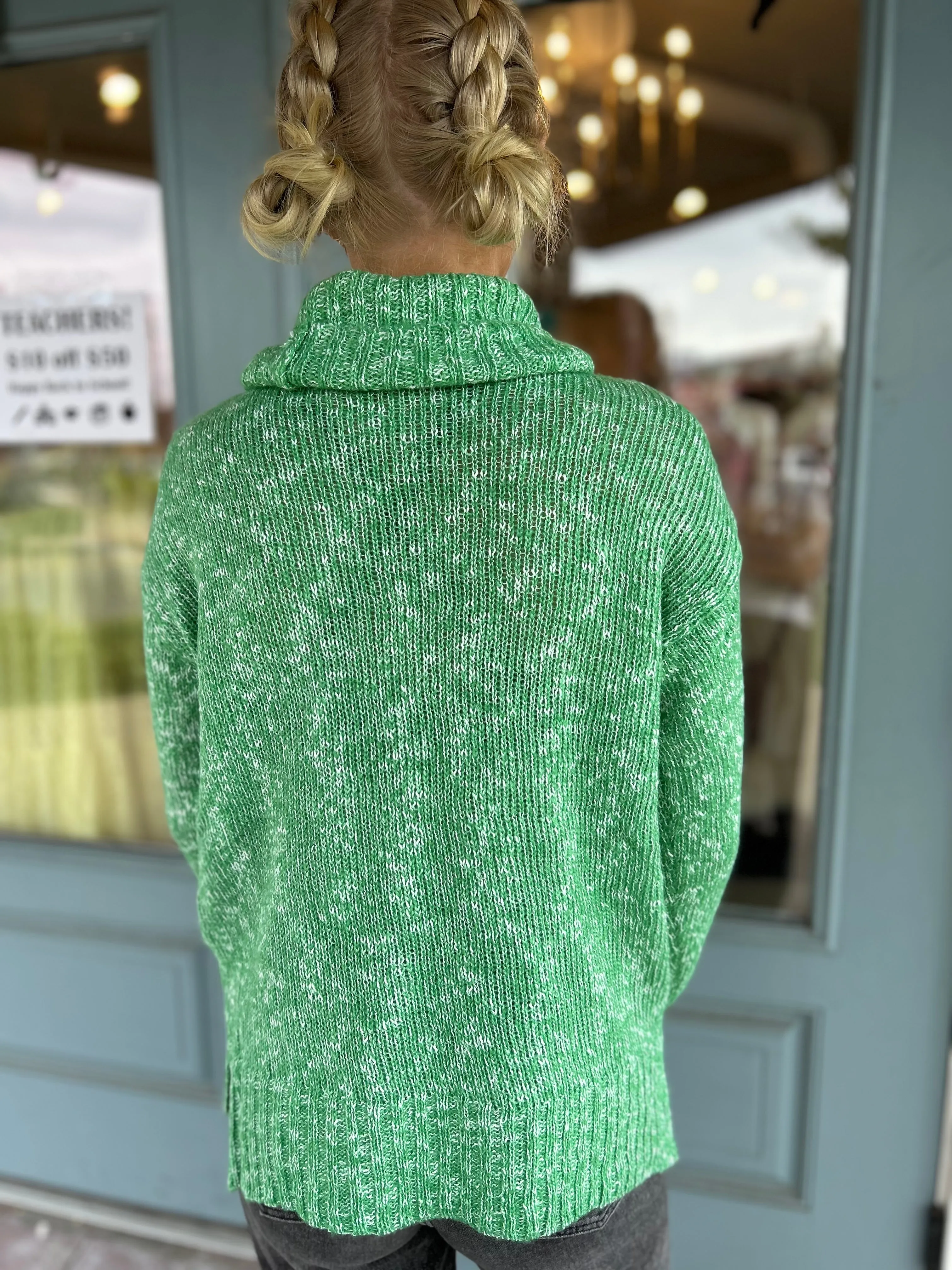 Ribbed Turtle Neck 2 Tone Sweater
