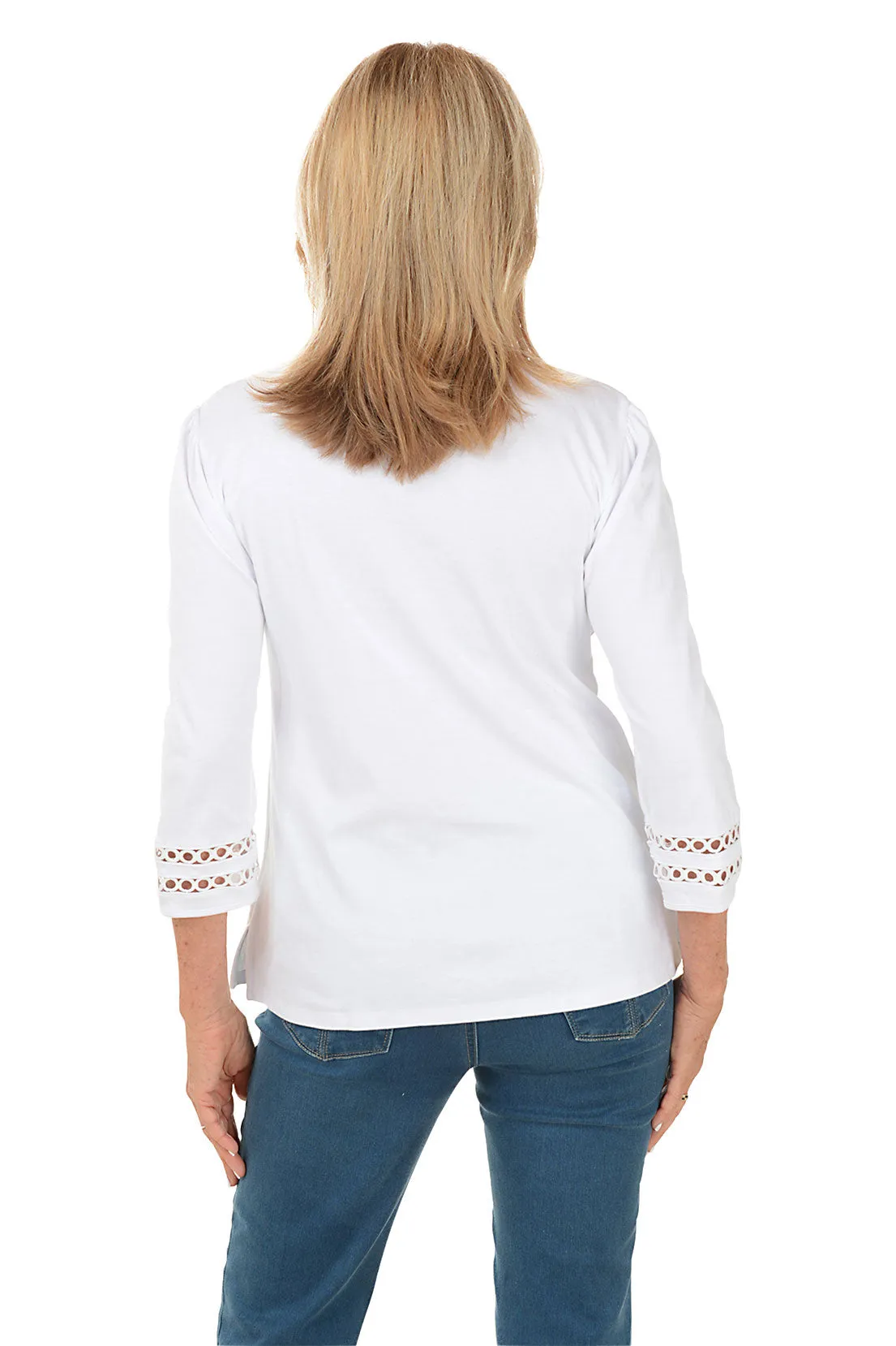 Ringed Crochet Trim Knit Top