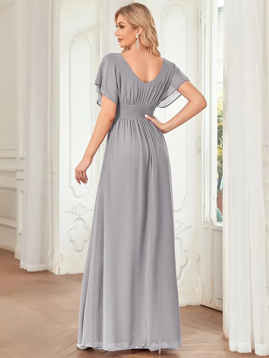 Robe de demoiselle d'honneur longue en mousseline de soie sexy pour femmes
