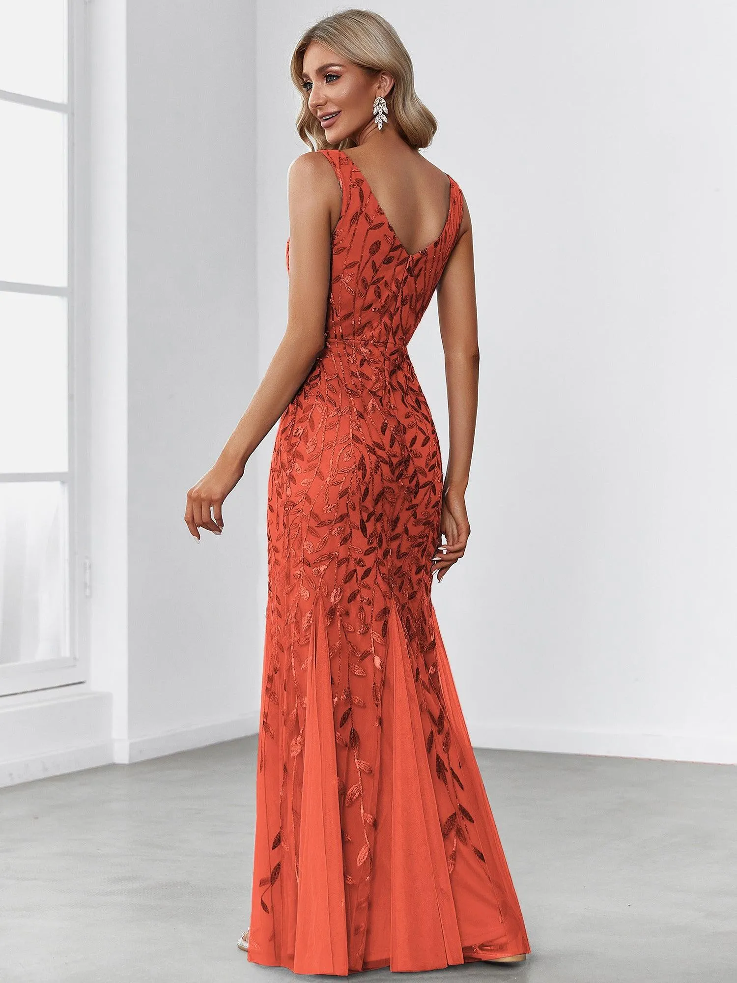 Robe de soirée Sexy Longue belle à double col en V pour femmes