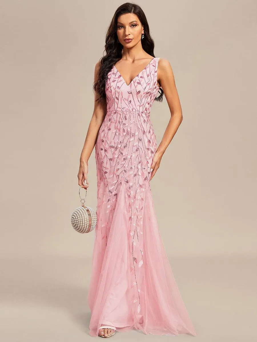 Robe de soirée Sexy Longue belle à double col en V pour femmes