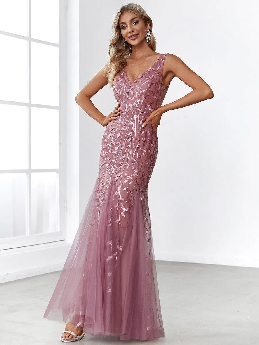 Robe de soirée Sexy Longue belle à double col en V pour femmes