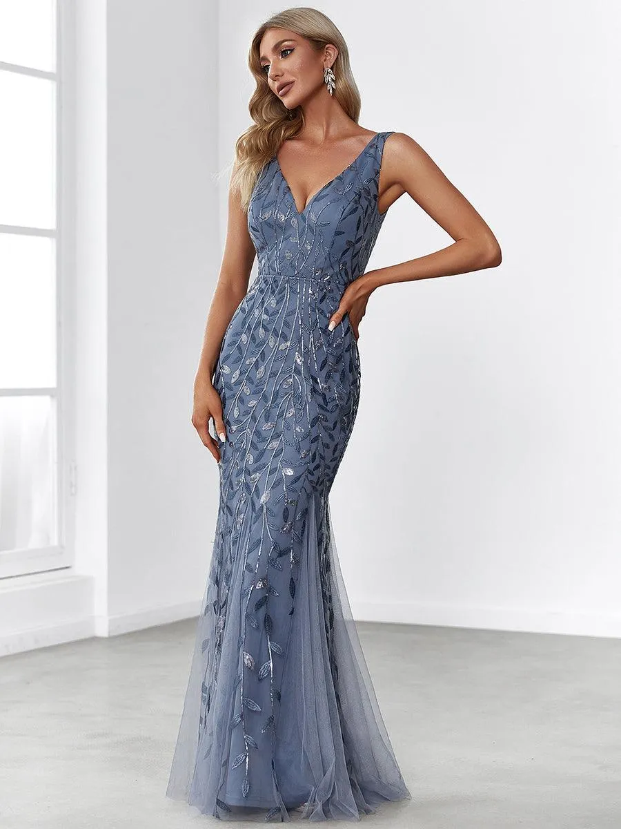 Robe de soirée Sexy Longue belle à double col en V pour femmes