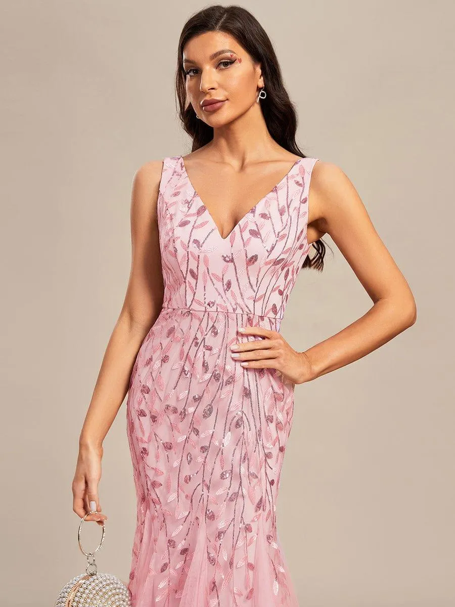 Robe de soirée Sexy Longue belle à double col en V pour femmes