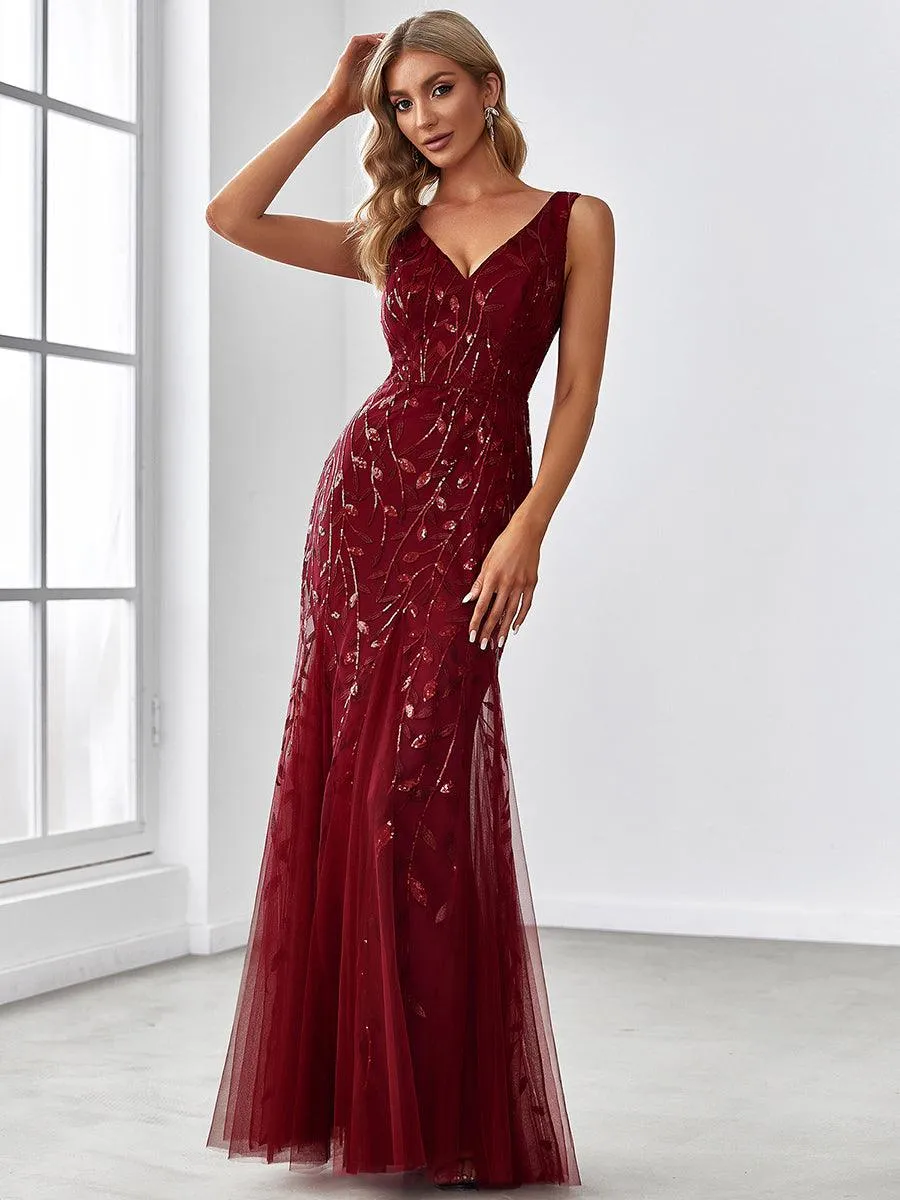 Robe de soirée Sexy Longue belle à double col en V pour femmes