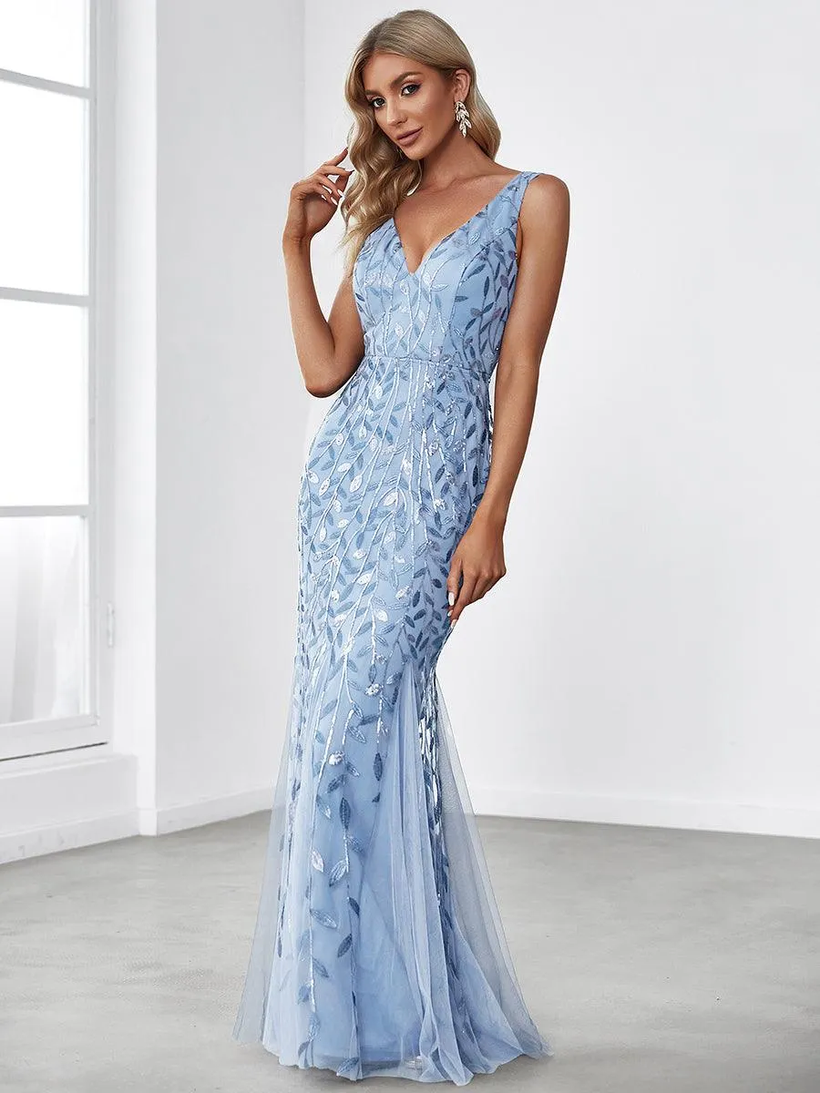 Robe de soirée Sexy Longue belle à double col en V pour femmes