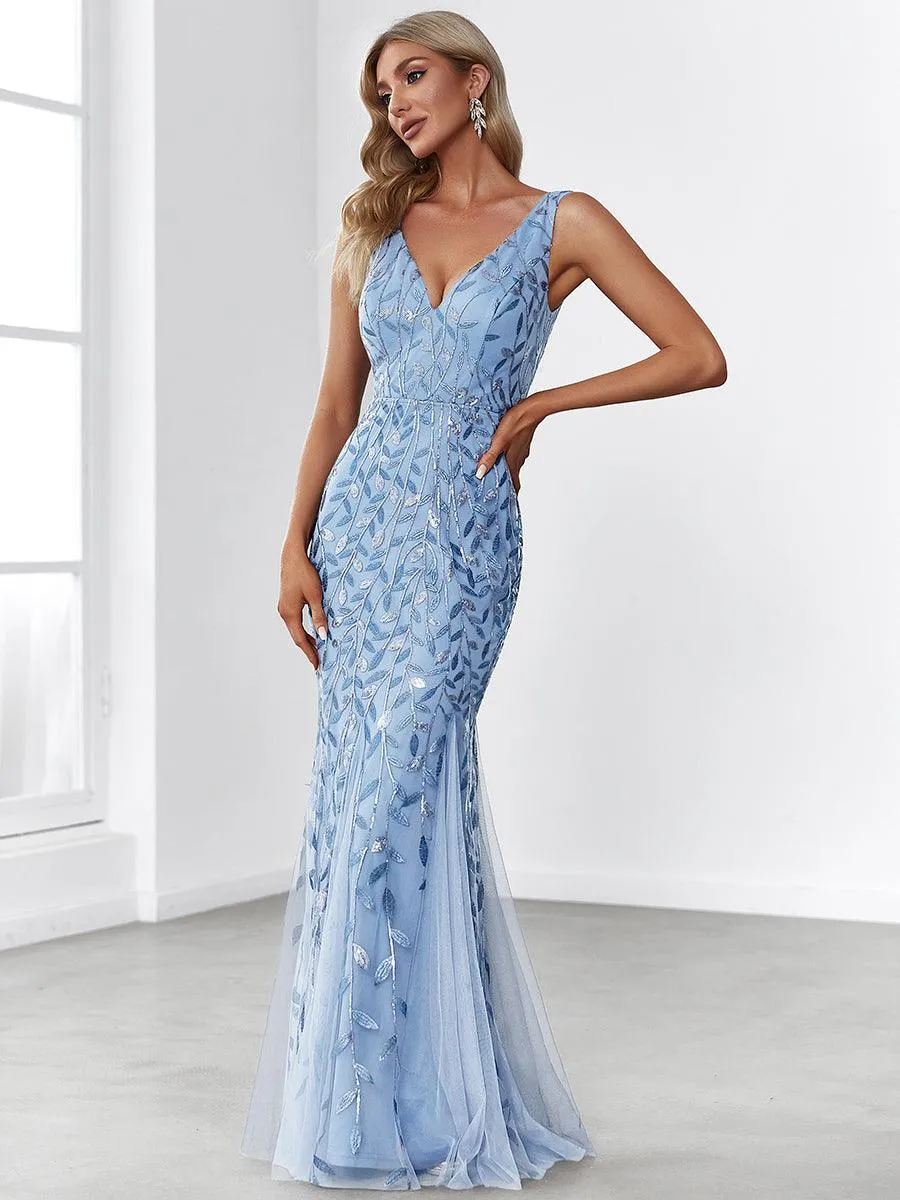 Robe de soirée Sexy Longue belle à double col en V pour femmes