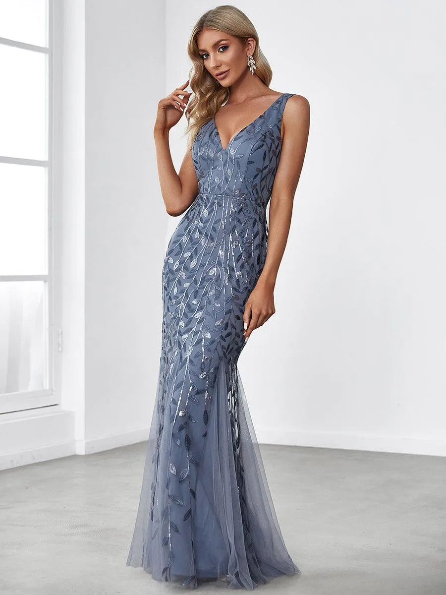 Robe de soirée Sexy Longue belle à double col en V pour femmes