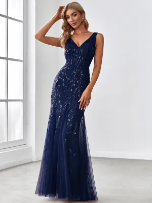 Robe de soirée Sexy Longue belle à double col en V pour femmes