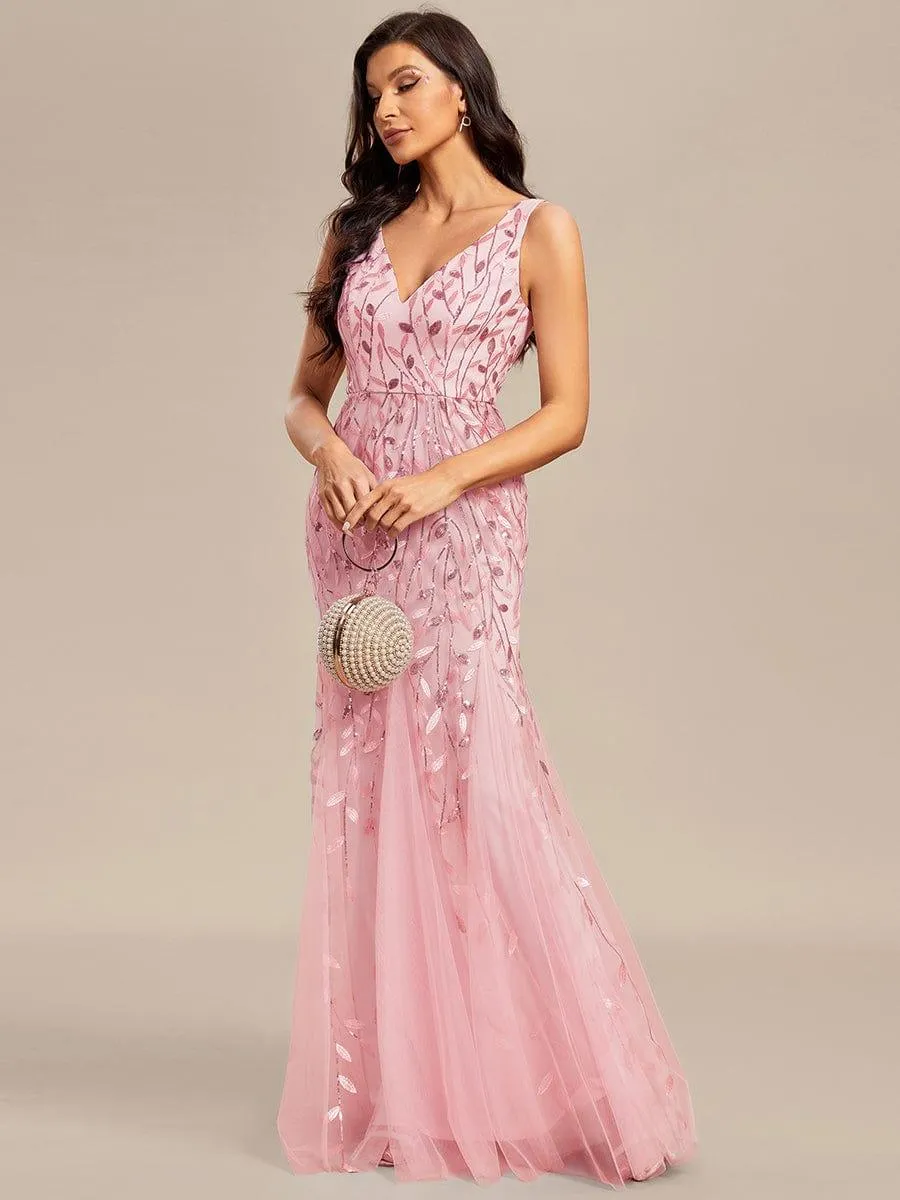 Robe de soirée Sexy Longue belle à double col en V pour femmes