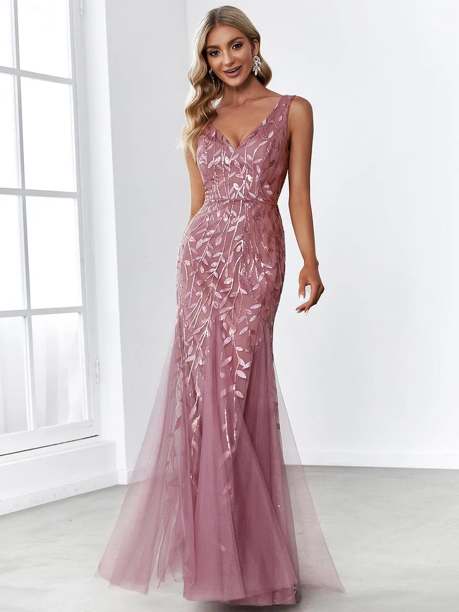 Robe de soirée Sexy Longue belle à double col en V pour femmes