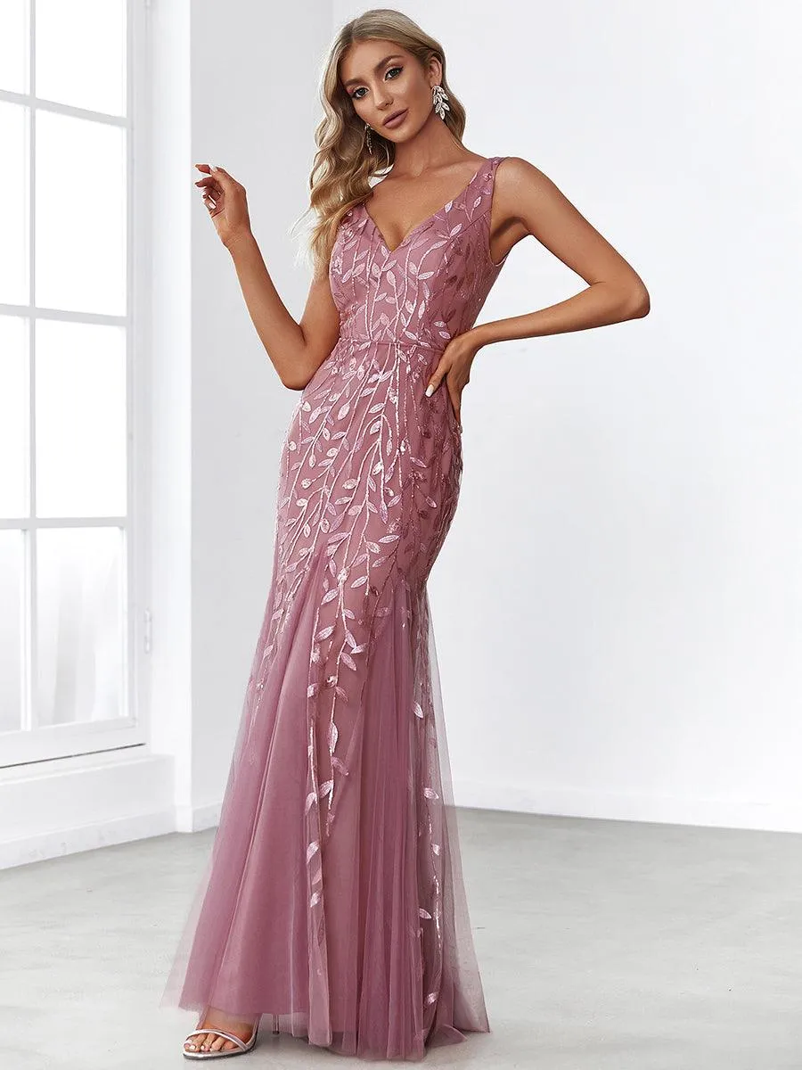 Robe de soirée Sexy Longue belle à double col en V pour femmes