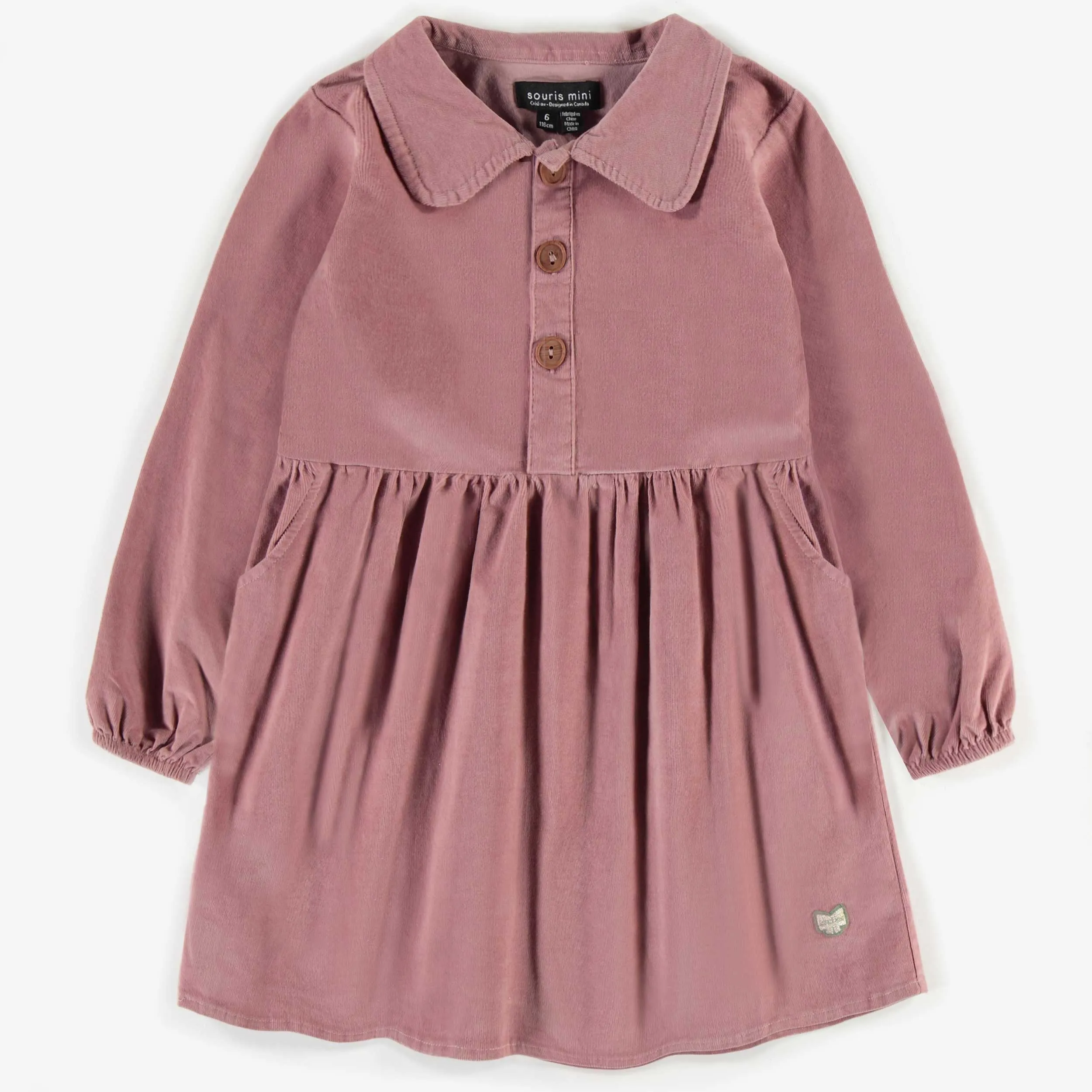 Robe rose en velours côtelé, enfant  || Pink corduroy dress, child
