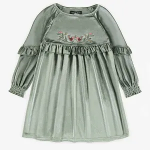 Robe verte en velours tapé, enfant || Green crushed velvet dress, child