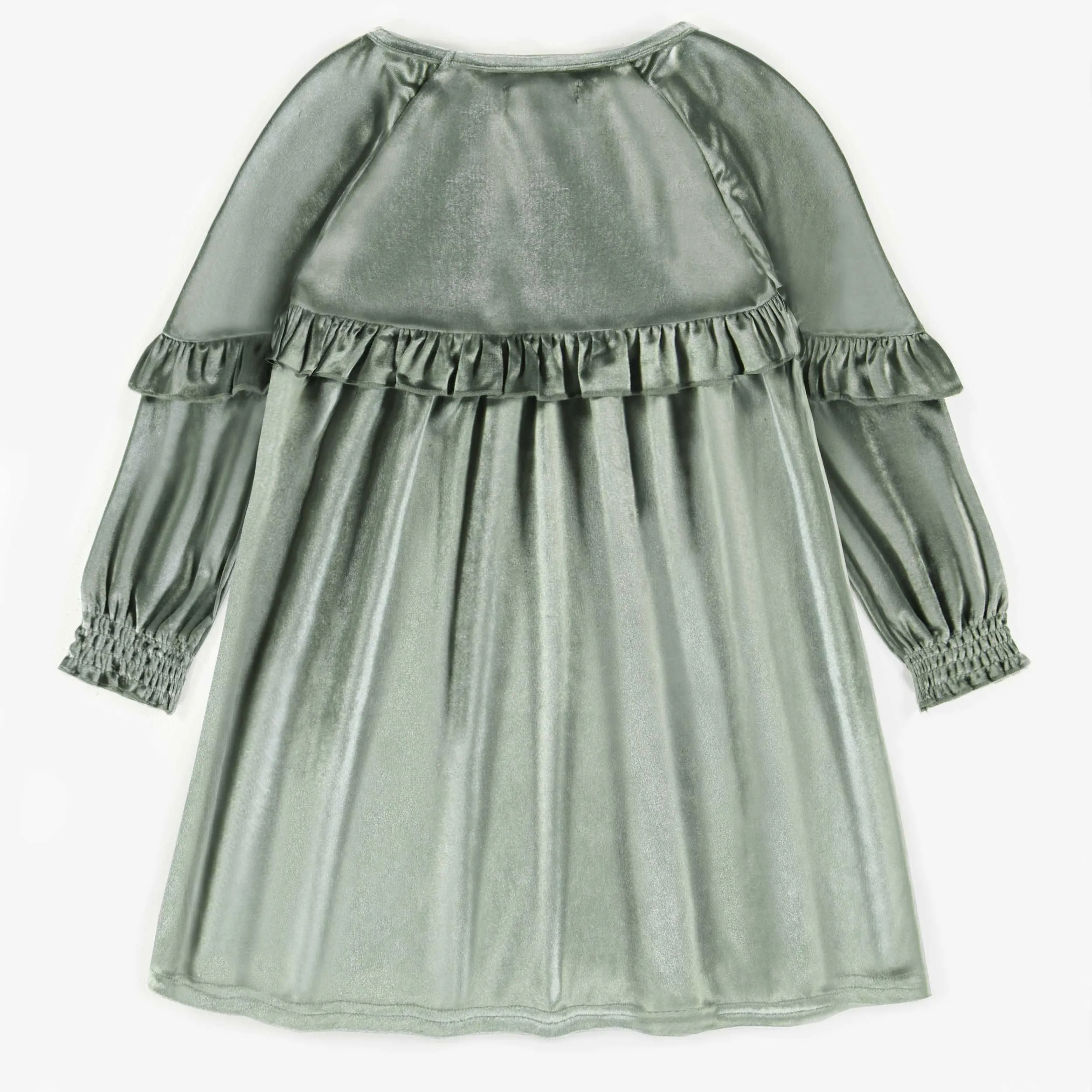 Robe verte en velours tapé, enfant || Green crushed velvet dress, child