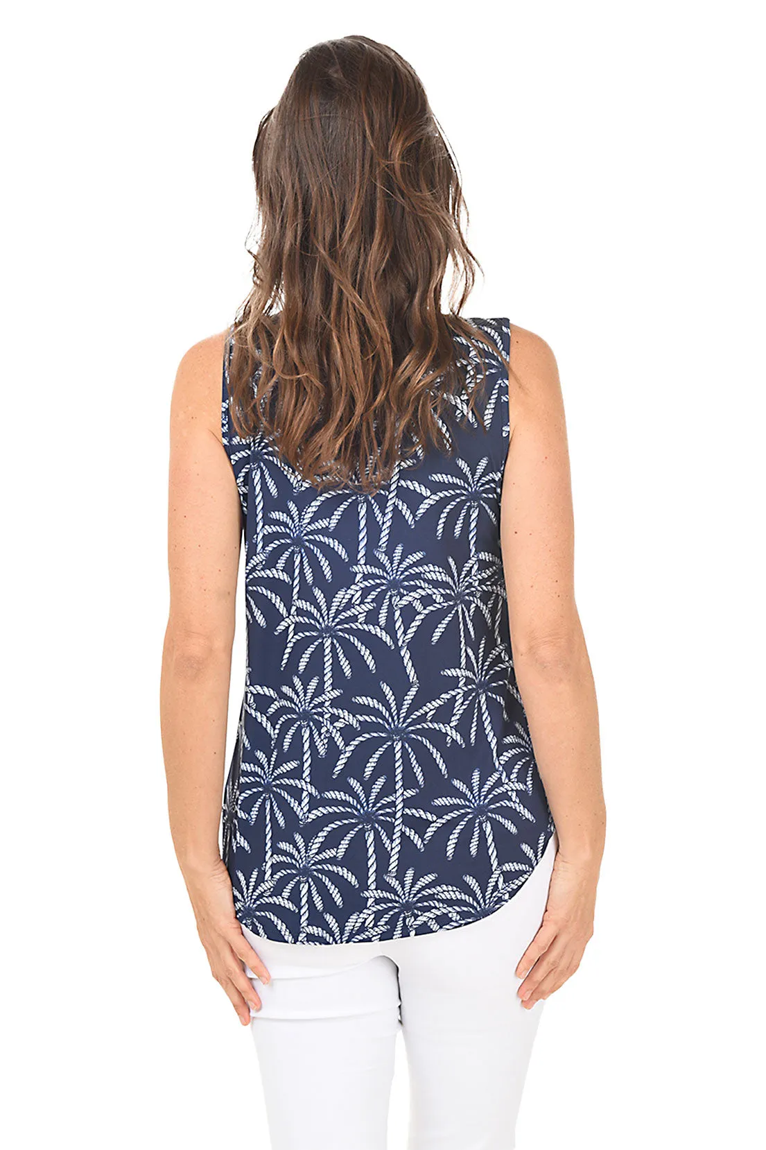 Rope Palms UPF50  Split Neck Sleeveless Top