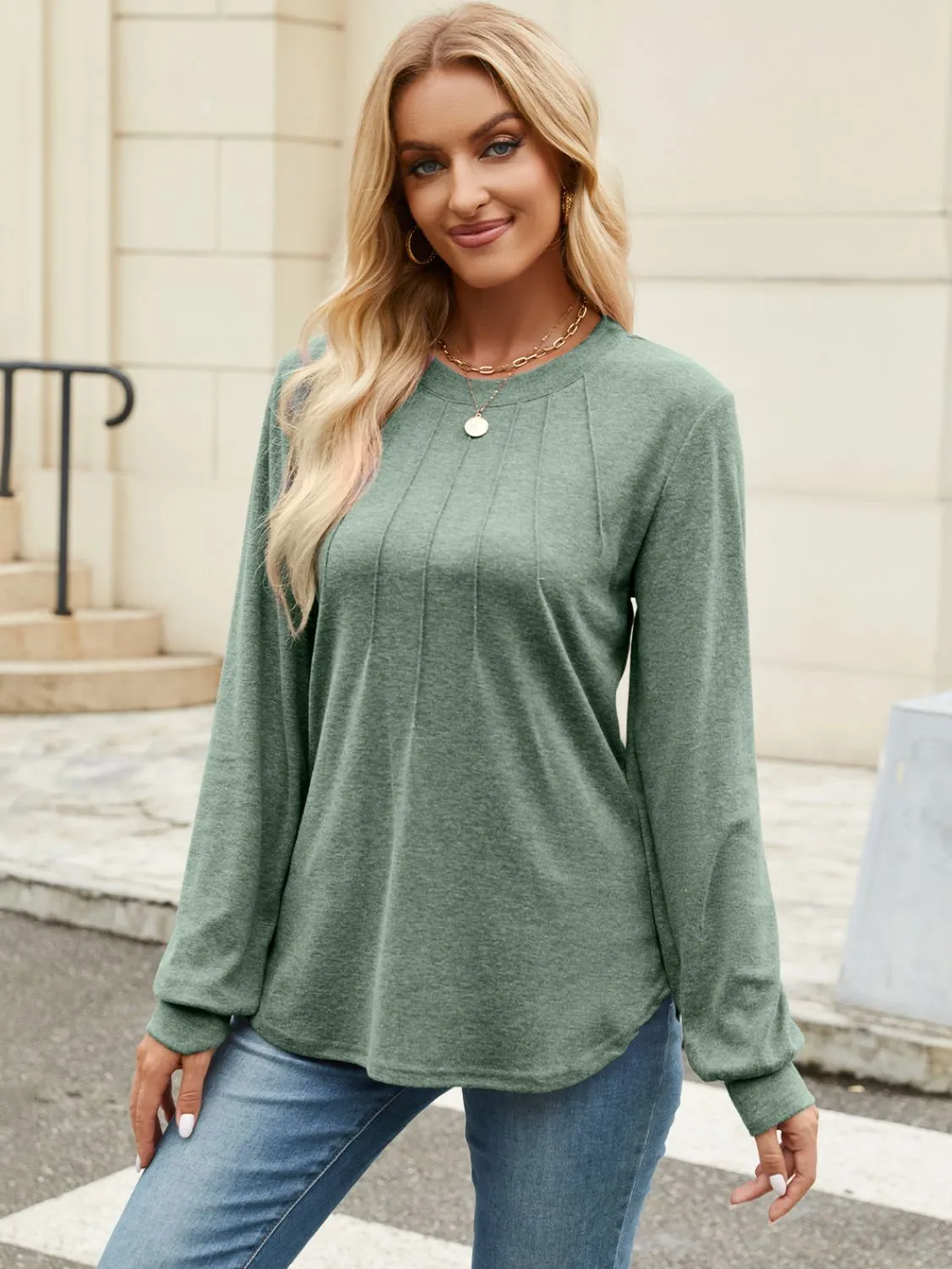 Round Neck Long Sleeve Top (5 Colors)