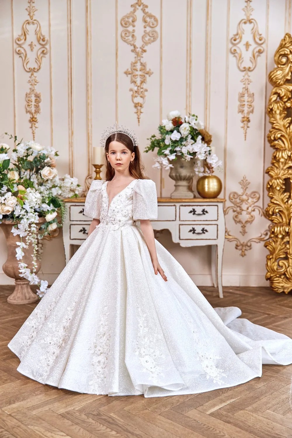 Royal Flower Lace and Glitter Gown