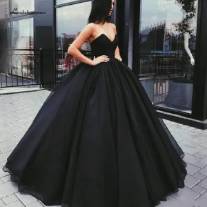 Roycebridal Black Ball Gown Wedding Dresses Sweetheart Bridal Gown Satin