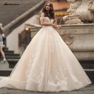 Roycebridal Lace Champagne Wedding Dresses Applique
