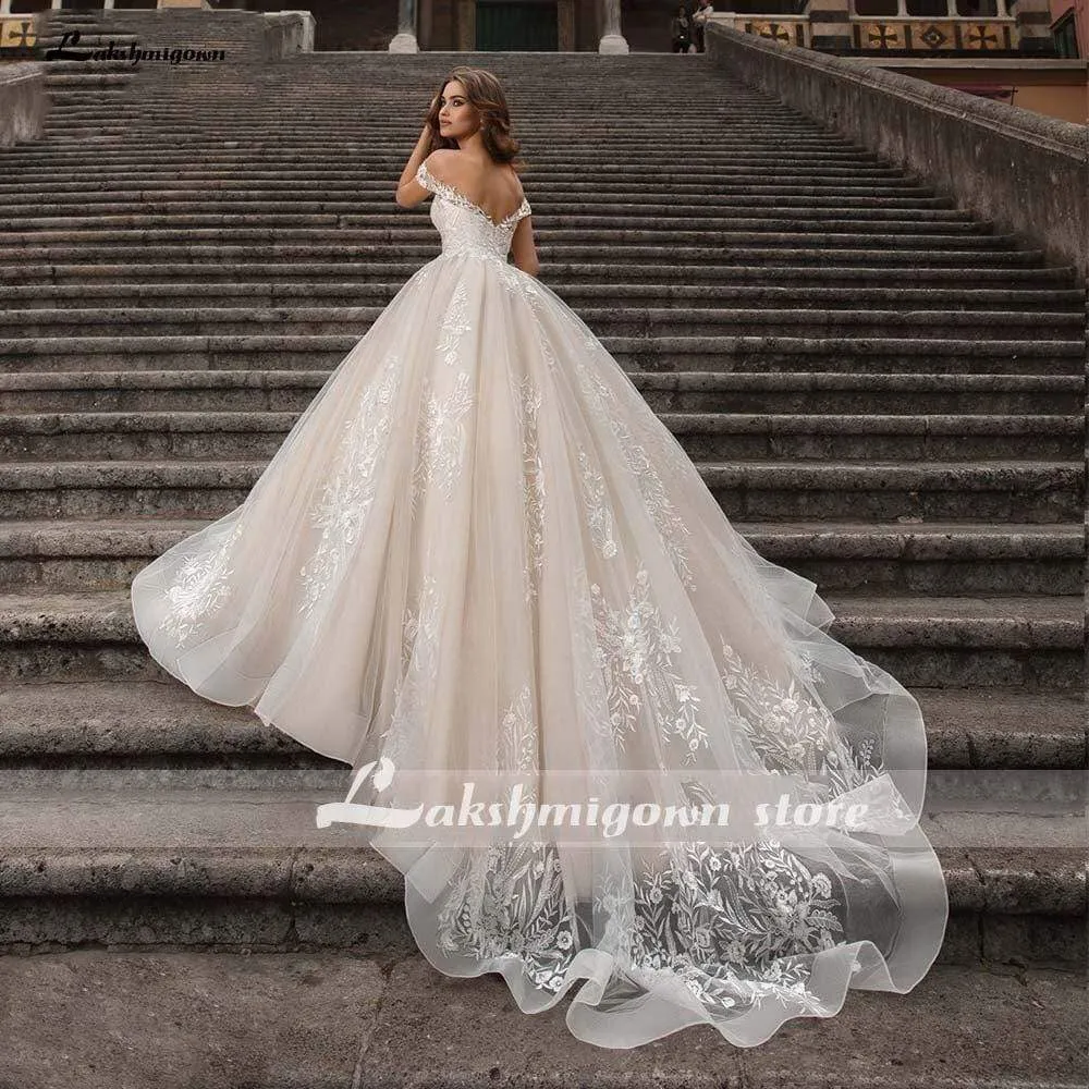 Roycebridal Lace Champagne Wedding Dresses Applique