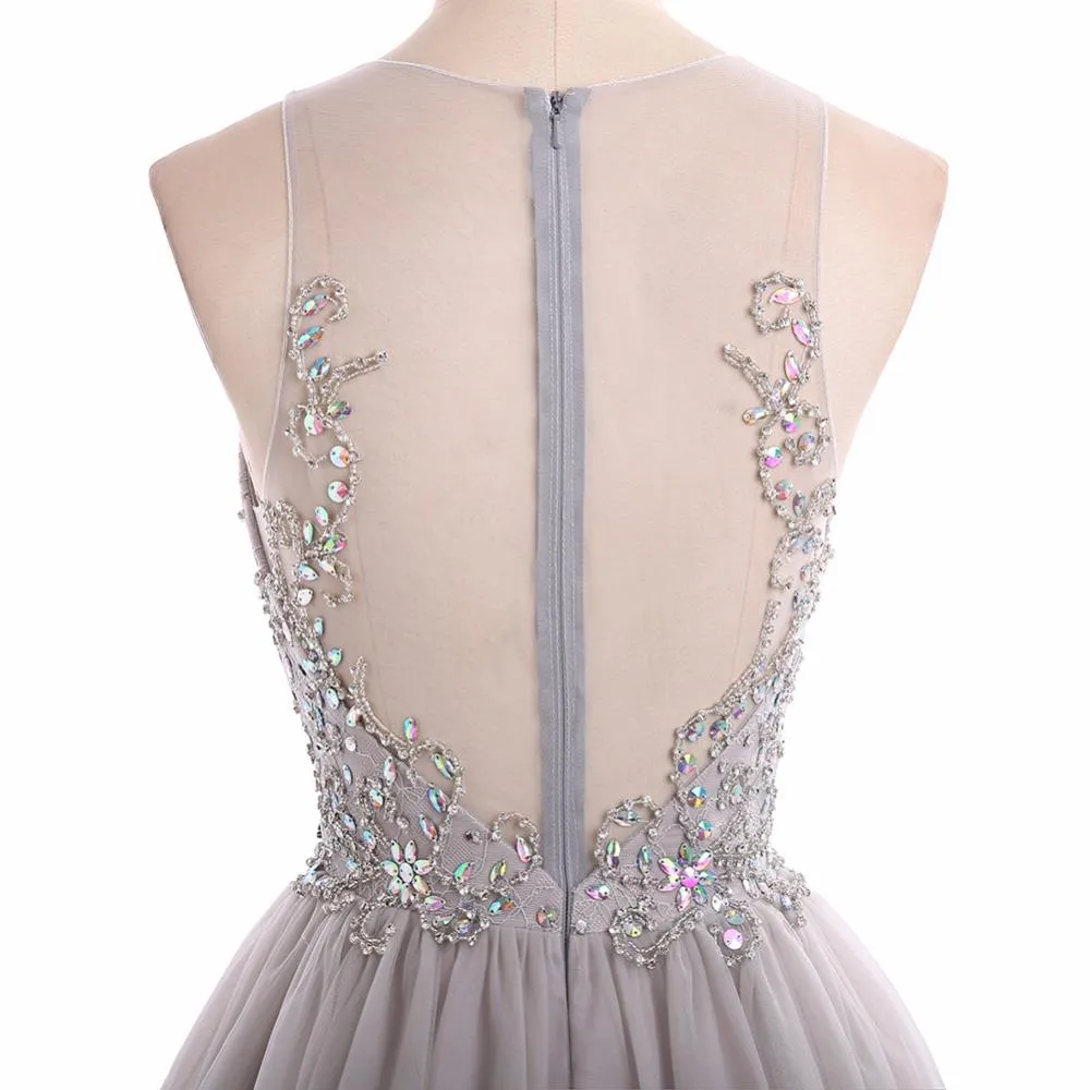 Short Homecoming Dress, Tulle Homecoming Dress, Knee-Length Homecoming Dress, Beading Junior School Dress, Sleeveless Homecoming Dress, Rhinestone Homecoming Dress, LB0381