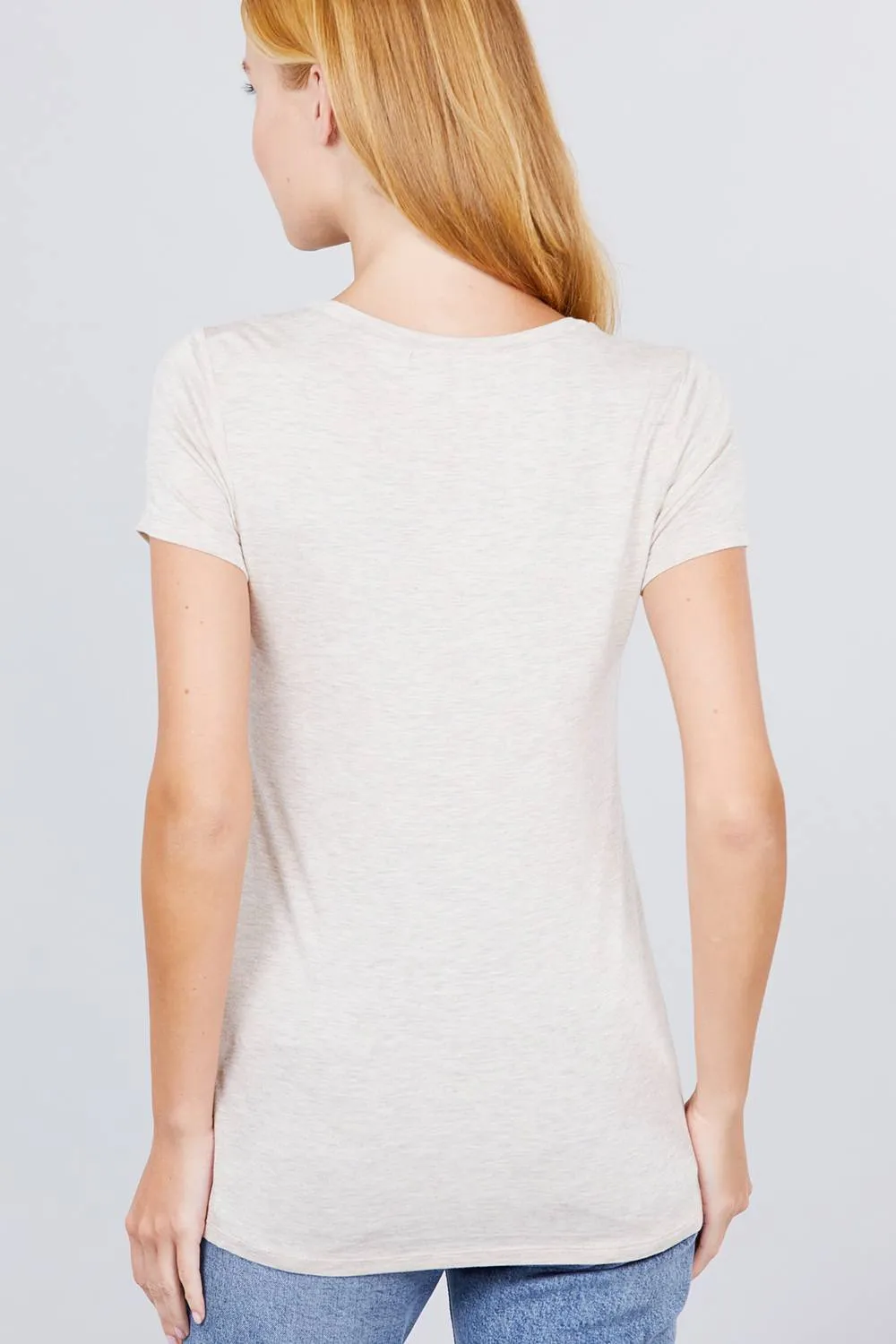 Short Sleeve Scoop Neck Top With Pocket