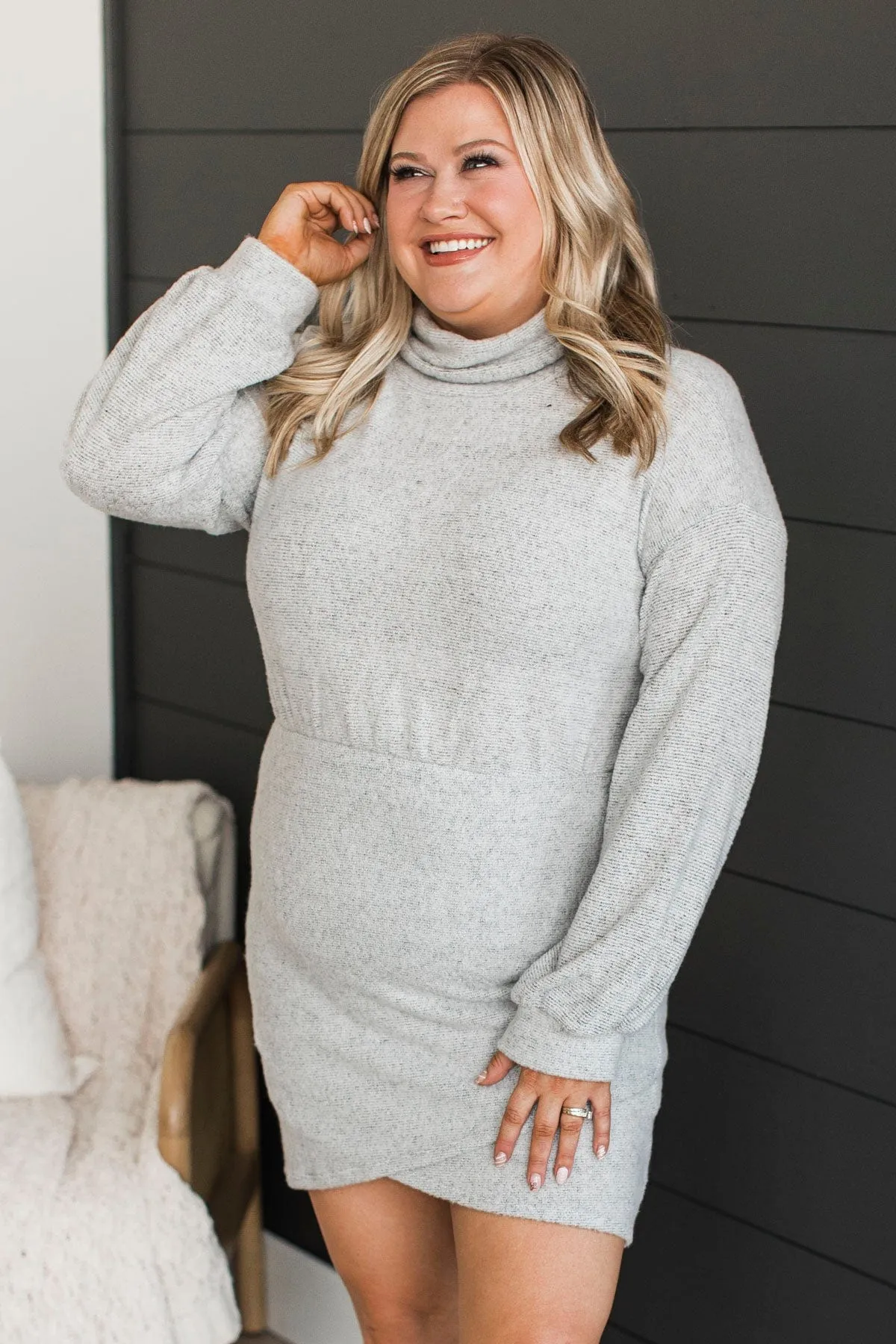 Sing Me A Song Long Sleeve Dress- Heather Grey