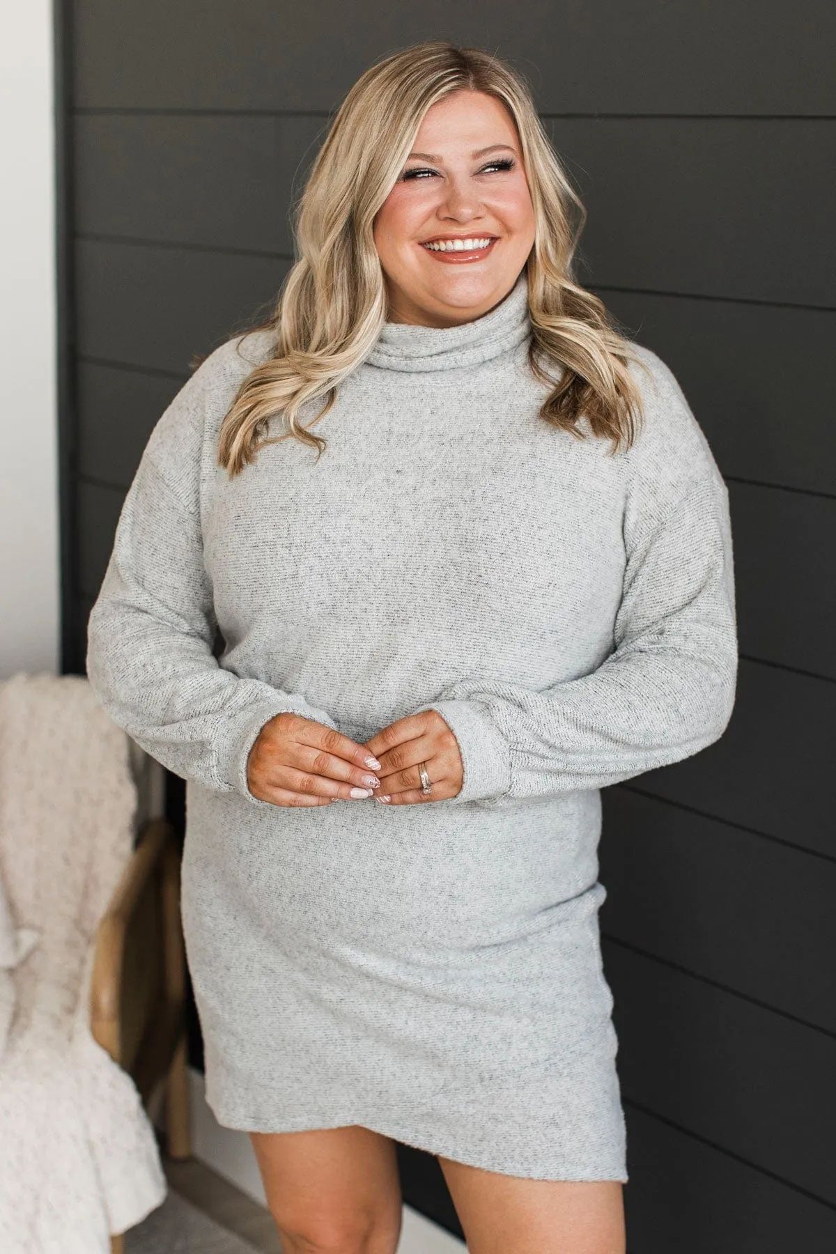 Sing Me A Song Long Sleeve Dress- Heather Grey