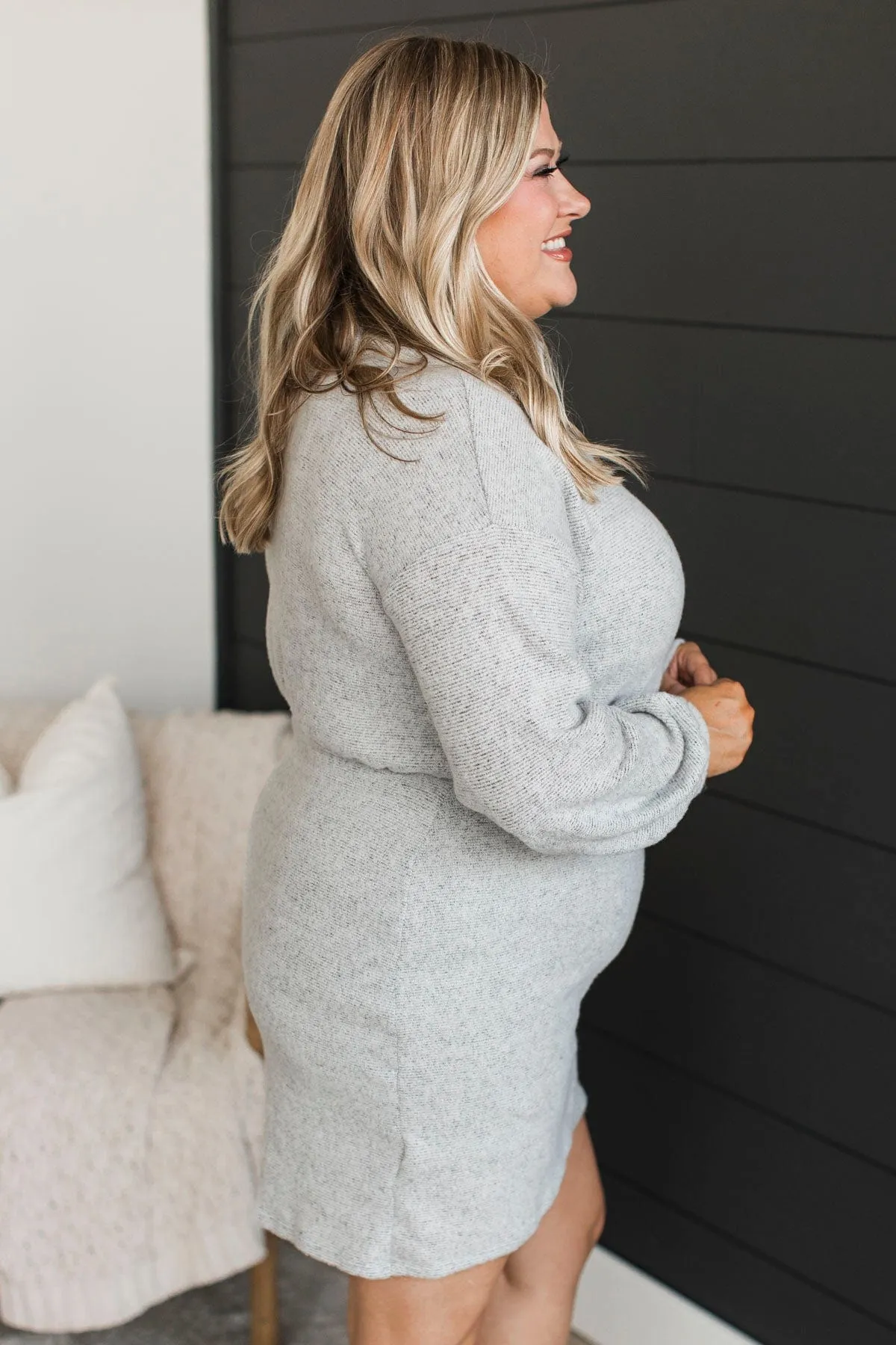 Sing Me A Song Long Sleeve Dress- Heather Grey