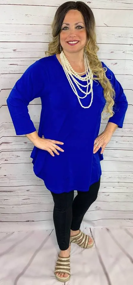 S/M :  Blue Scoop Tunic