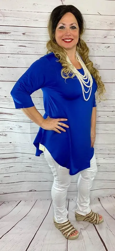 S/M :  Blue Scoop Tunic