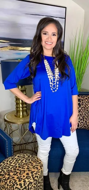 S/M :  Blue Scoop Tunic