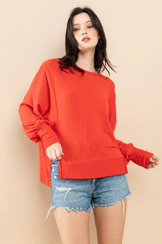 Solid Comfort Fit Round Neck Sweatshirt