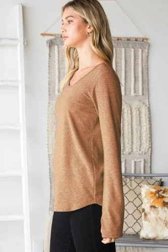 Solid Ribbed Scoop Neck L/S with Thumbholes