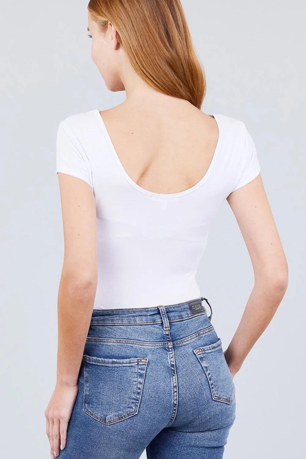 Solid Short Sleeve Scoop Neck Bodysuit